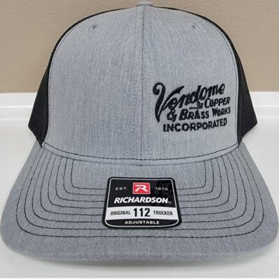 Richardson 112 Trucker Hat Heather Grey/Black with Logo on Left